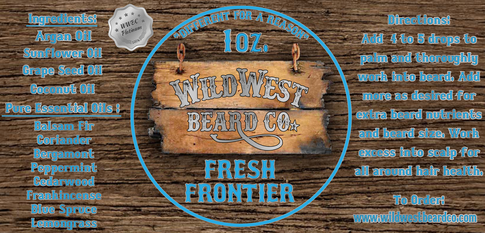 Fresh Frontier Platinum Beard Oil label