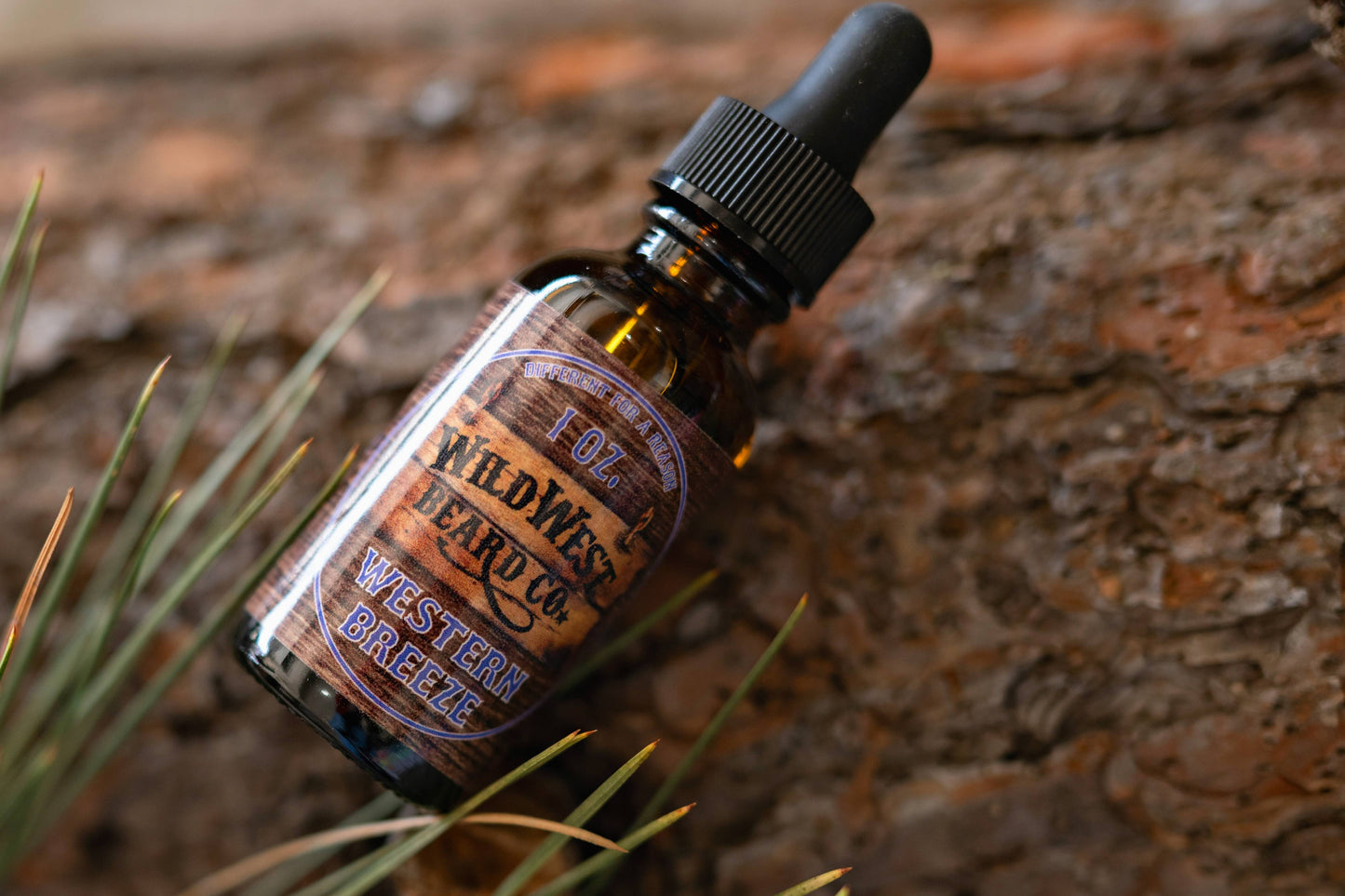 a picture of Western breeze natural beard oil on pine